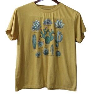 Fifth Sun Yellow Succulent Cactus Plant Identification Short Sleeve T-Shirt Medi